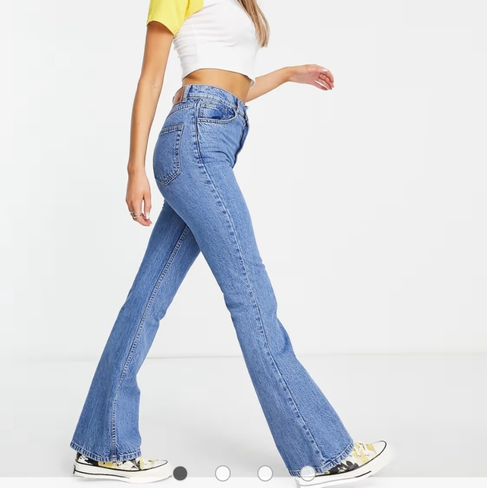 Reclaimed Vintage Inspired 99 Flare Jeans 26W Pretty Blue High Rise ASOS Y2K